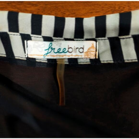 Freebird Sleeveless Maxi Dress With Sheer Striped Overlay, Blk/Wht, Size S - Picture 6 of 7